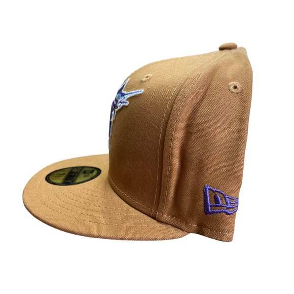 New Era Florida Marlins Khaki Pack Fitted Hat 97 World Series Patch - Picture 6 of 12